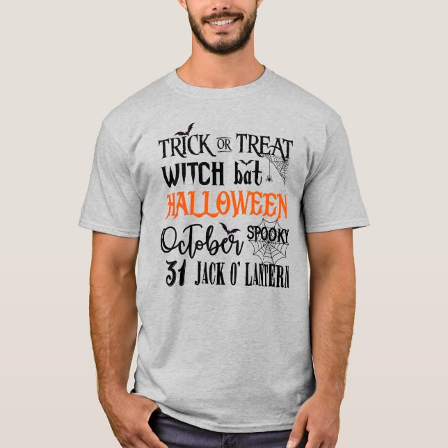 Halloween - Oktober - Vikttext T Shirt (Framsida)