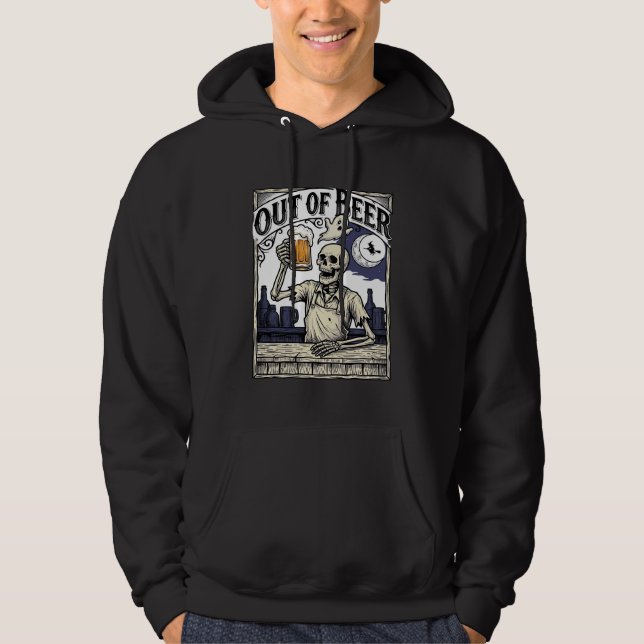 Halloween Öl Skelett Vintage Fest Hoodie (Framsida)