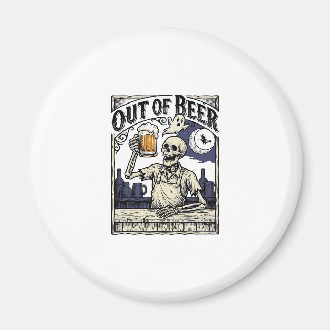 Halloween Öl Skelett Vintage Fest Magnet (Framsidan)