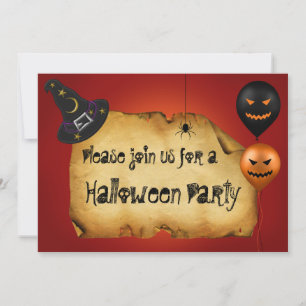 Halloween Old Parchment Hälsning Inbjudningar