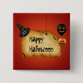 Halloween Old Parchment Hälsning Knapp