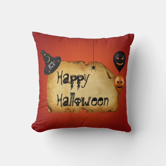 Halloween Old Parchment Hälsning Kudde (Framsida)