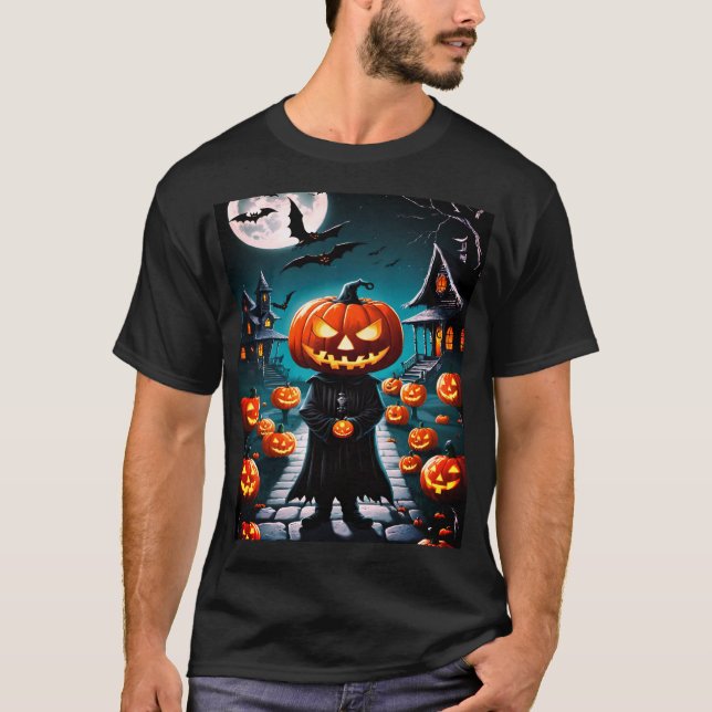 Halloween-ondskefullt pumpa t-shirt (Framsida)