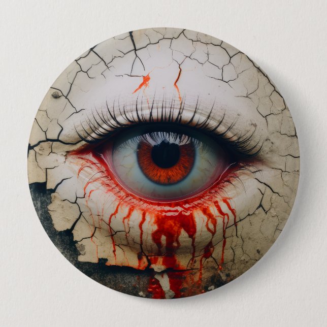 Halloween One Eyed Blood Tear Buttons Knapp (Framsida)