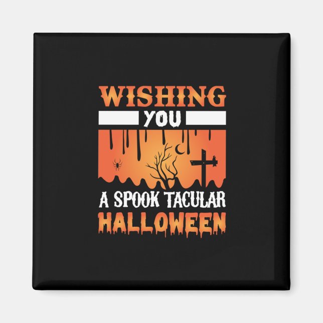 Halloween önskar dig en taloky Halloween Magnet (Framsidan)