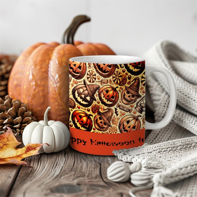 Halloween önskemål orange brun snyggt kaffemugg (Skapare uppladdad)