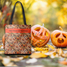 Halloween önskemål orange brun snyggt tygkasse