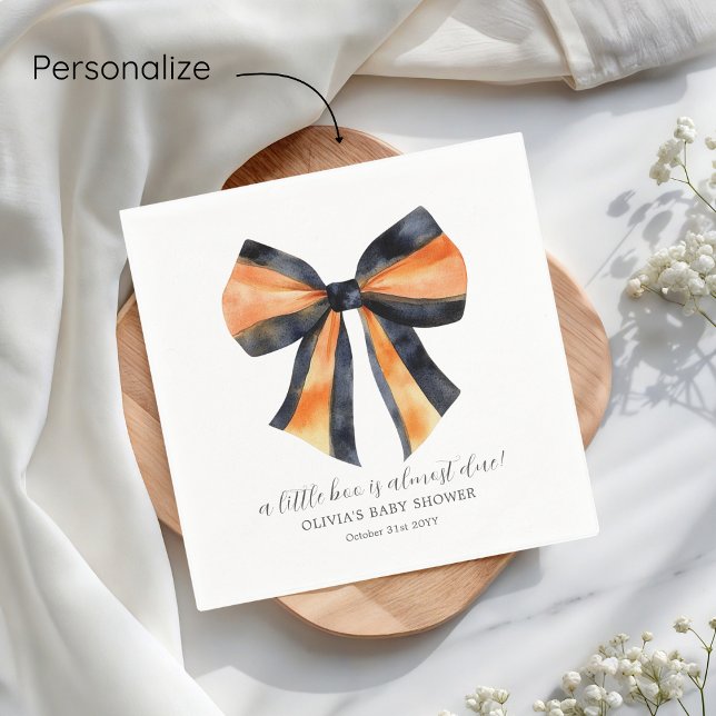 Halloween Orange Black Coquette Bow Baby Shower Pappersservett (Skapare uppladdad)