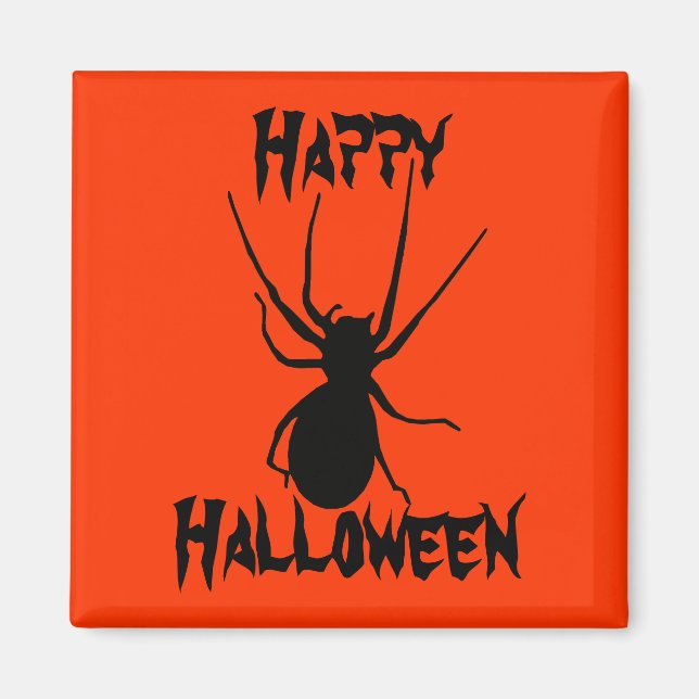 Halloween Orange Black Creepy Spider Magnet (Framsidan)