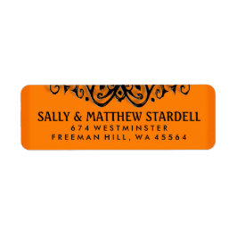 Halloween Orange & Black Elegance Address Label Returadress Etikett