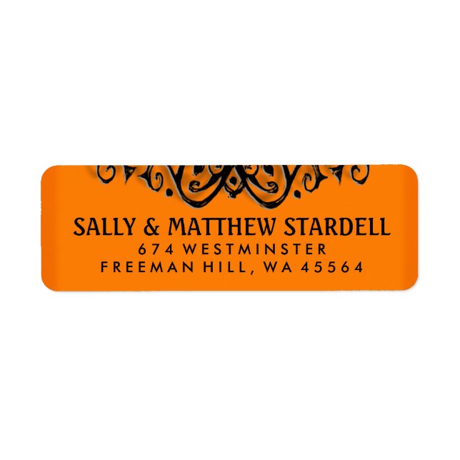 Halloween Orange & Black Elegance Address Label Returadress Etikett (Framsidan)