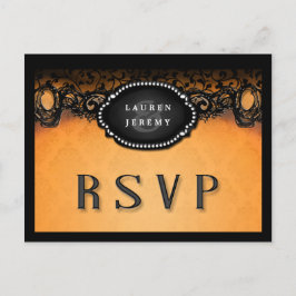 Halloween Orange & Black Elegant Matching OSA Inbjudan Vykort