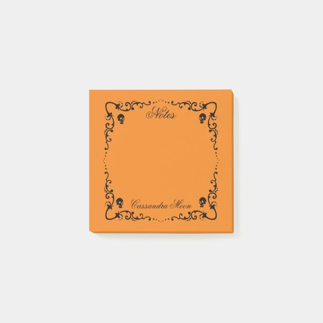 Halloween Orange & Black Magic Kant Anpassad Post-it Block (Framsida)