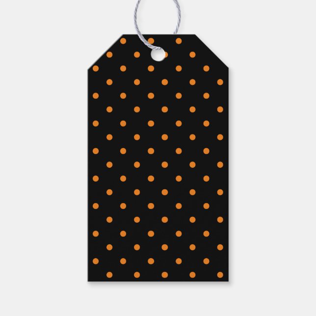 Halloween orange black polka dots favors presentetikett (Framsidan)