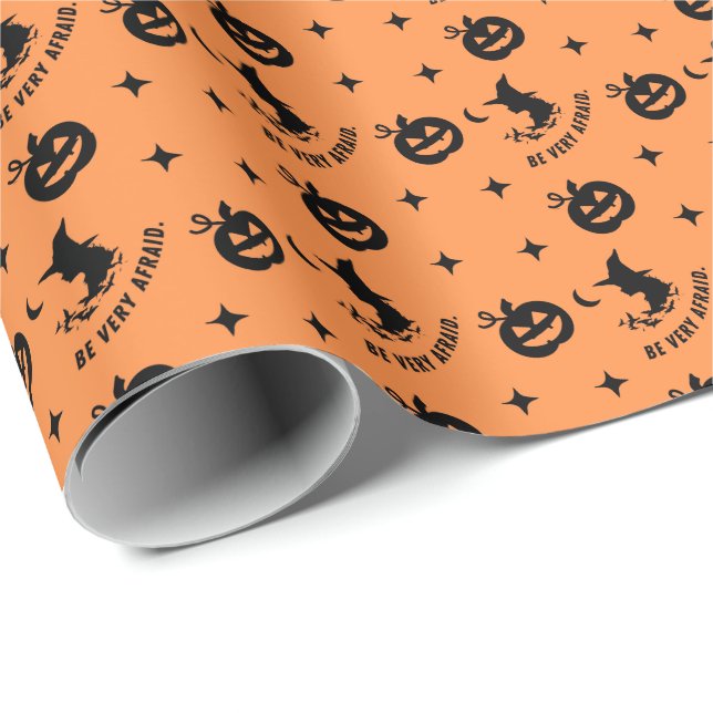 Halloween Orange Black Spooky Pumpkin Witch Presentpapper (Rullad Hörn)