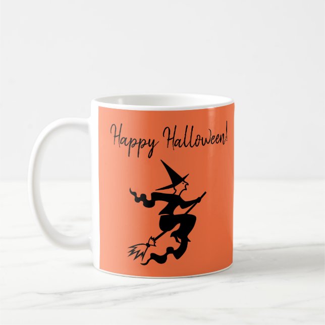 Halloween Orange Black Witch Mugg (Vänster)
