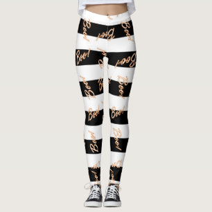 Halloween Orange BOO svart och vit randig festlig Leggings