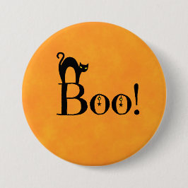Halloween Orange - "Boo! with Black Cat" Knapp