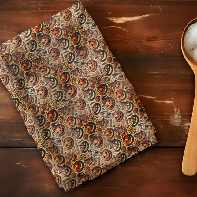 Halloween orange brun snyggt kökshandduk (Skapare uppladdad)