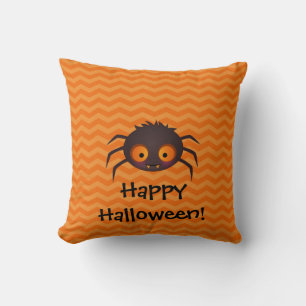 Halloween Orange Chevron Cute Spider Design Kudde