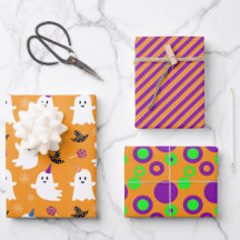 Halloween Orange Ghost Cute Rand Dots Kids