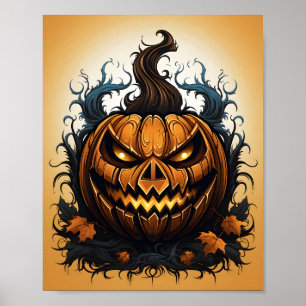 Halloween Orange Jack o lantern-taloky Pumpkin Poster