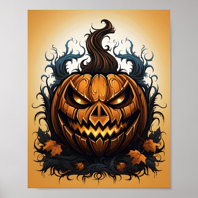 Halloween Orange Jack o lantern-taloky Pumpkin Poster (Framsidan)