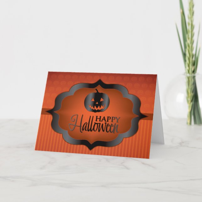 Halloween orange jack o'lantern kort (Framsida)