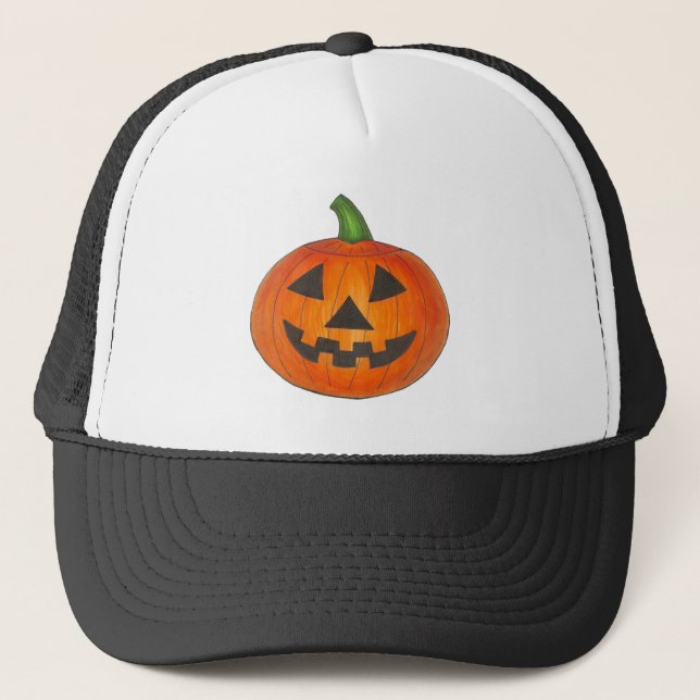 Halloween Orange Jack o'Lantern Pumpkin Carving Keps (Framsida)