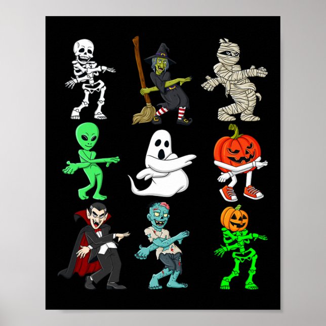 Halloween Orange Justice Monsters Skeleton Boys Gi Poster (Framsidan)