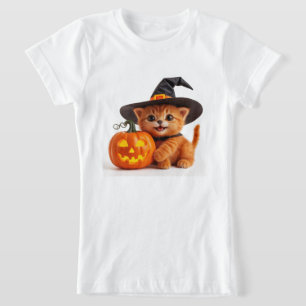 Halloween Orange Kittens Jack O Lantern Pumpa 🦇 T Shirt