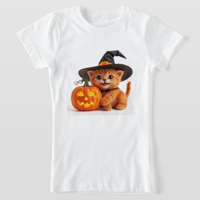 Halloween Orange Kittens Jack O Lantern Pumpa 🦇 T Shirt (Laydown)