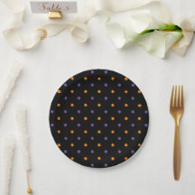 Halloween orange lila Black polka dots party