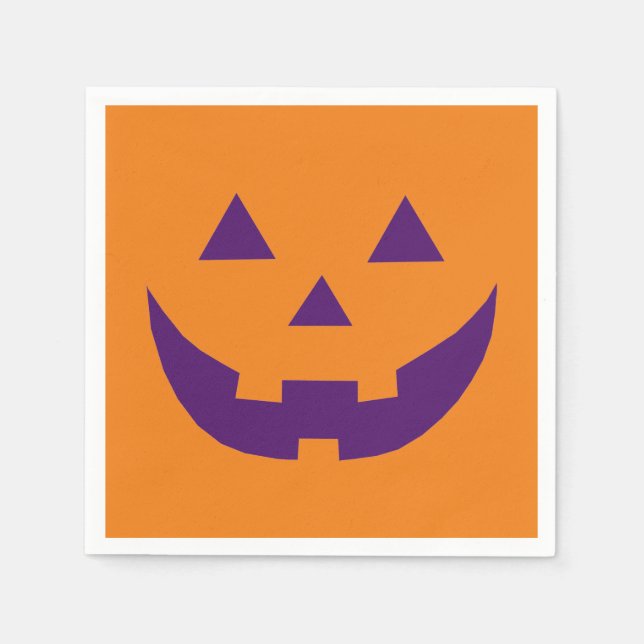 Halloween orange lila Jack o lantern papper Pappersservett (Framsidan)