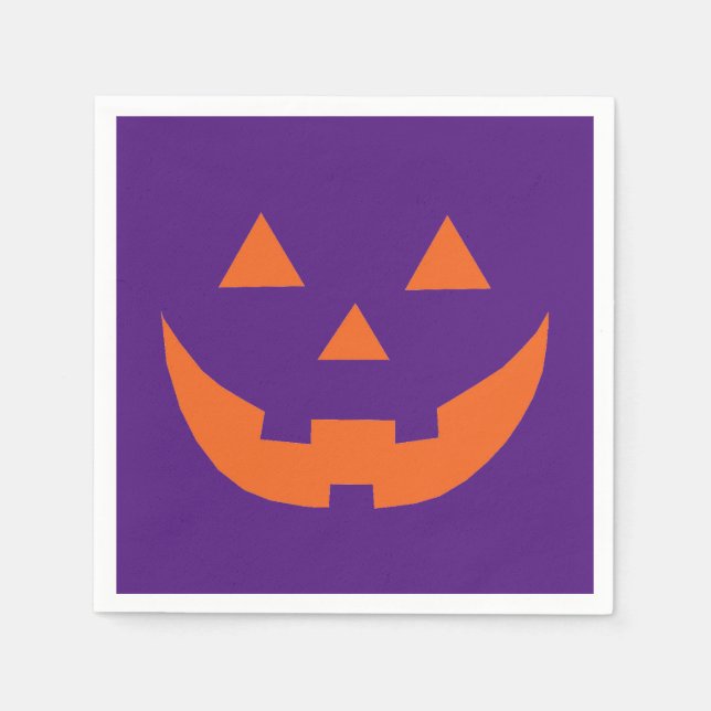 Halloween orange lila Jack o lantern papper Pappersservett (Framsidan)
