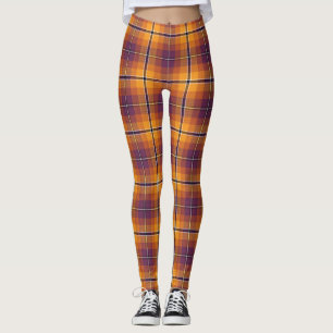 Halloween Orange & Lila Plade Mönster Leggings