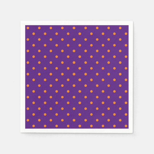 Halloween orange lila polka dots papper pappersservett (Framsidan)