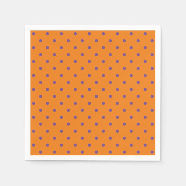 Halloween orange & lila polka dots söt papper pappersservett (Framsidan)