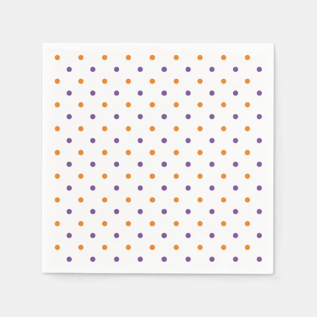 Halloween orange lila white polka dots papper pappersservett (Framsidan)