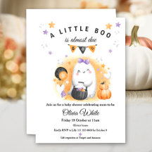 Halloween Orange Little Boo Ghost Girl Shower