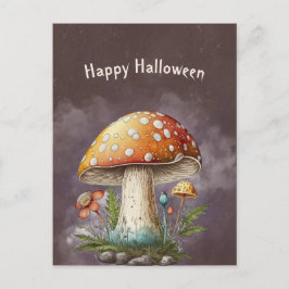 Halloween Orange Mushroom Helg Vykort