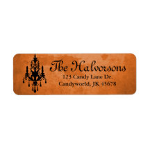 Halloween-Orange och Black Chandelier-Adressetiket