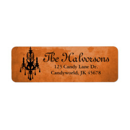 Halloween-Orange och Black Chandelier-Adressetiket Returadress Etikett