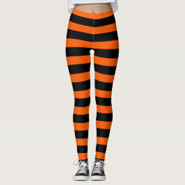 Halloween Orange och Black Rand Leggings