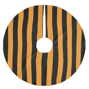 Halloween Orange och Black Rand mönstrad Julgransmatta Borstad Polyester
