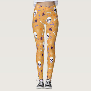 Halloween-Orange och -Döskallar, ben, spindlar och Leggings