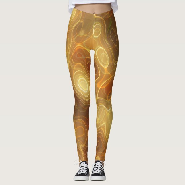 Halloween Orange och Guld Swirl Leggings (Framsida)