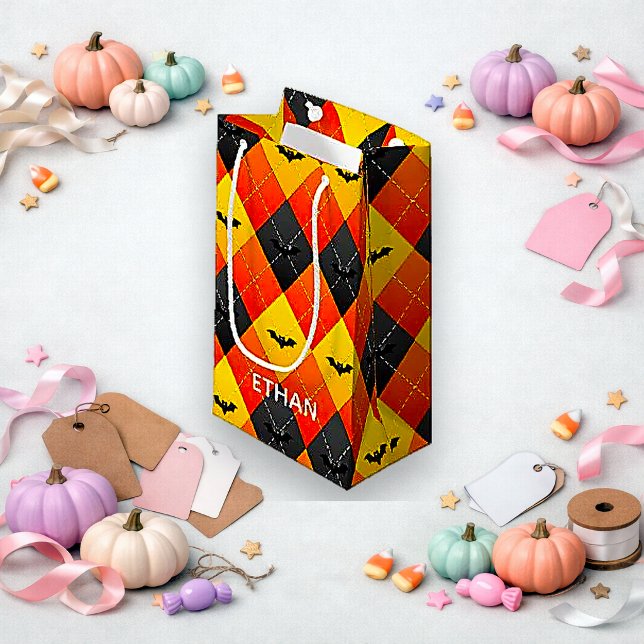 Halloween Orange och Svart Argyle Fladdermus (Skapare uppladdad)