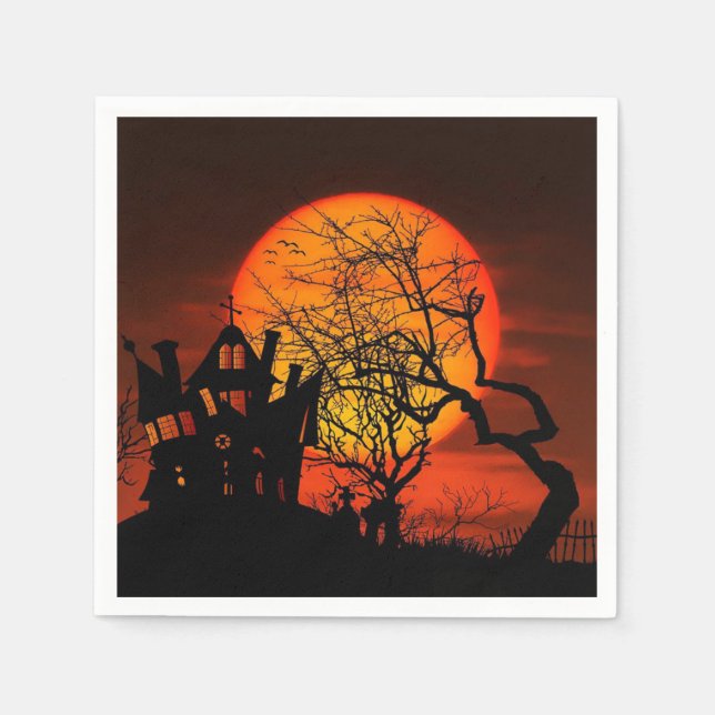 Halloween orange och svart party pappersservett (Framsidan)