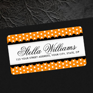 Halloween-orange och svart returadress adressetikett